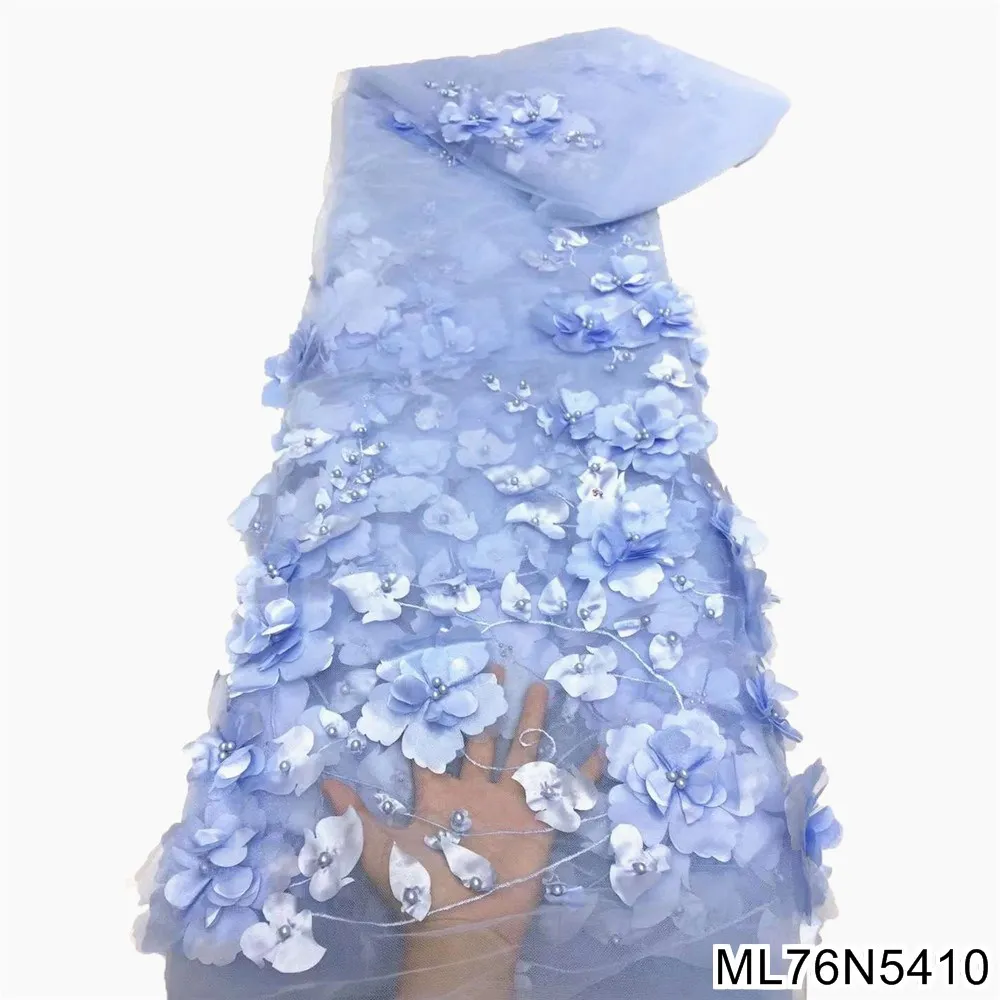 Beautifical 2021 элегантная нигерийская кружевная ткань с жемчугом 3d Цветочная Свадебная вышитая Тюлевая