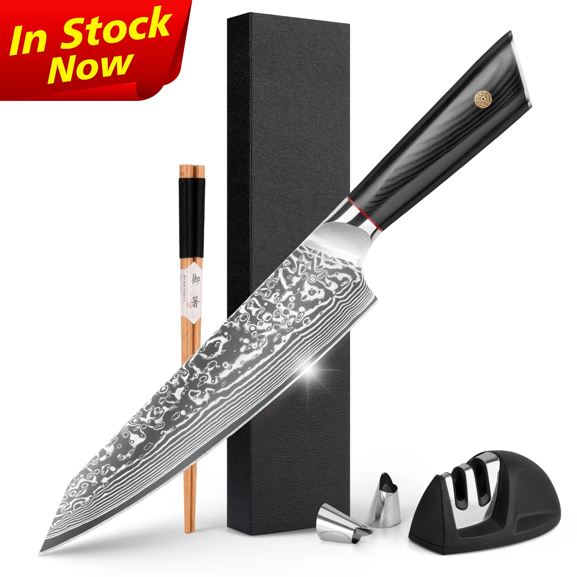 10% Off Custom Logo 67 layers v gold G10 Handle 8.2 inch damascus kitchen knife kiritsuke with Magnet Gift Box