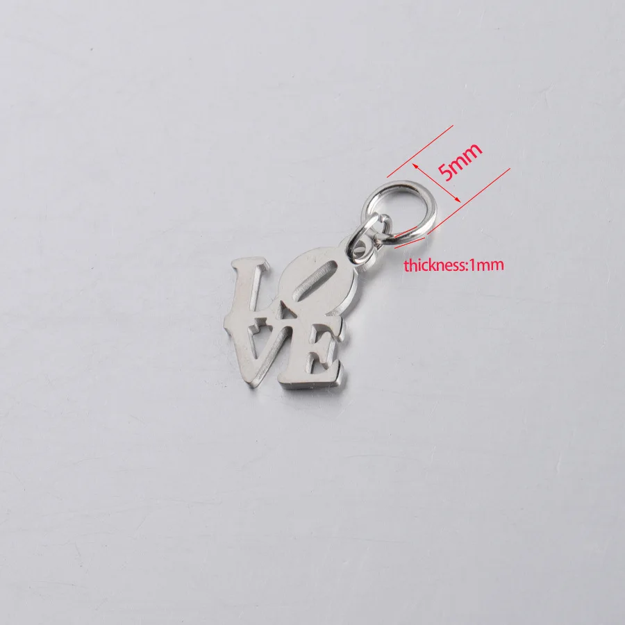 Factory Cheap Wholesale Hollow LOVE MirrorPolished Small Pendant Charm For Lovers DIY Handmade Stainless Steel Necklace Jewelry