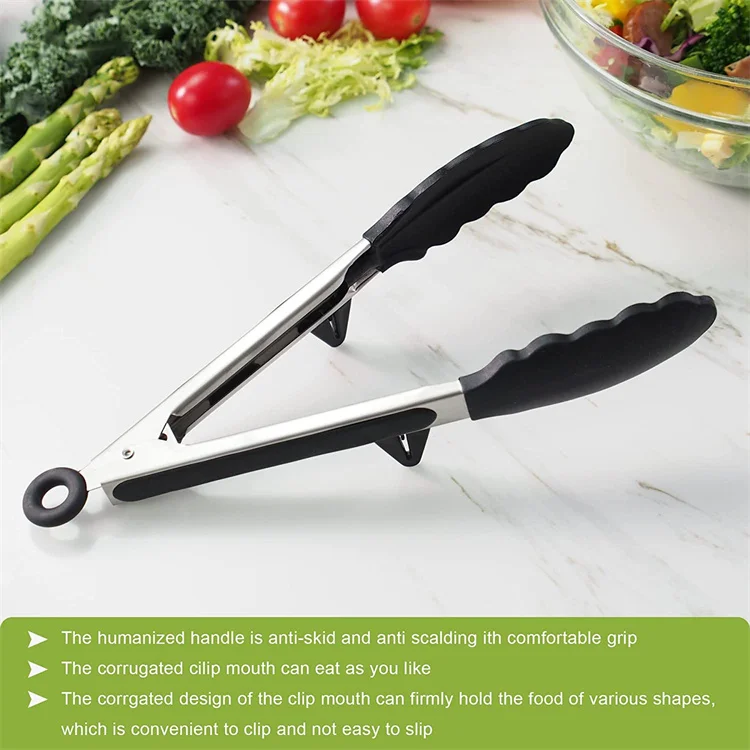2 Pack Silicone Kitchen Cooking Tongs Premium 9 Inch 12 Inch Stainless Steel Handle Silicone Nonslip Food Tongs For Cooking