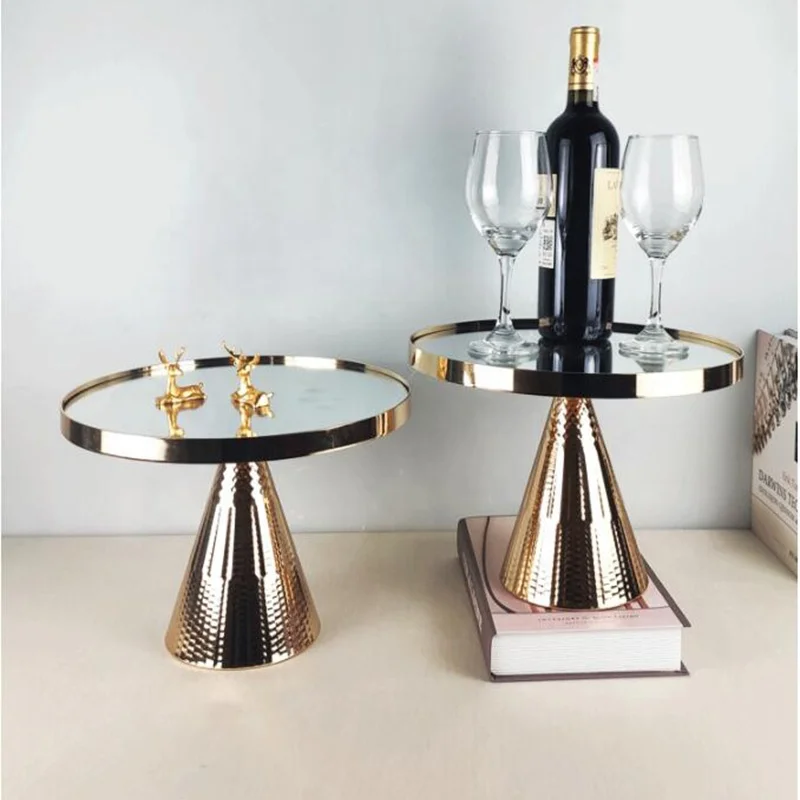 Mirror Cake Stand Set Round Plate mirror Tray for Wedding Birthday Party Decoration