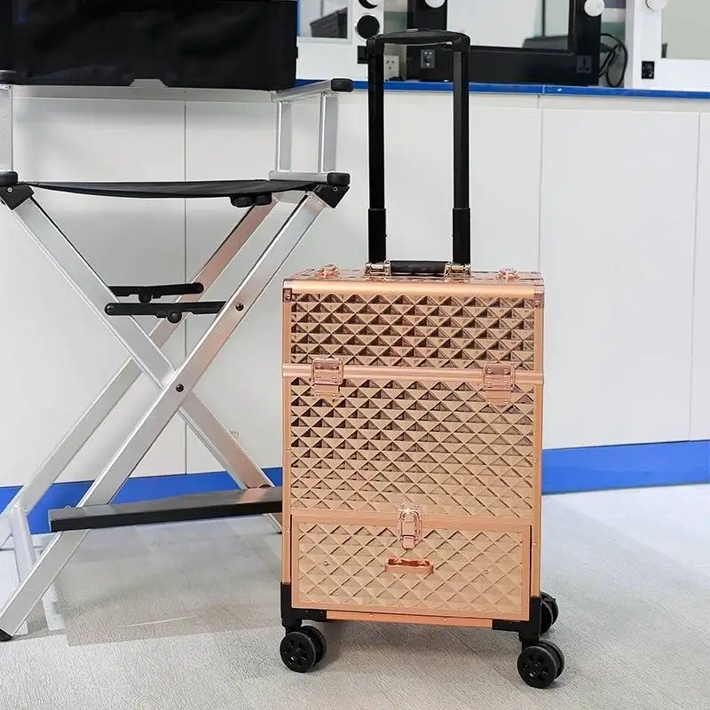 Hard Shell  Rolling Full Makeup Travel Bag Large Storage Cosmetic Bags Case Travel Toiletry Rolling Makeup Trolley Case