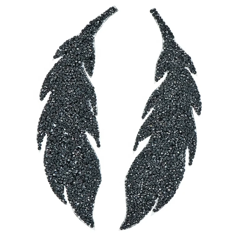 Customized design Leaves Motifs Sticker Pattern Rhinestones Applique Iron on Patches for DIY Clothes Backpacks Jeans T Shirt