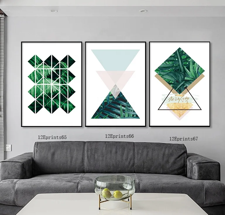 Wholesale triangle Painting On Canvas Flower 3 Panels Modern Wall Decoration Printed Wall Art Painting For Living Room Home Deco