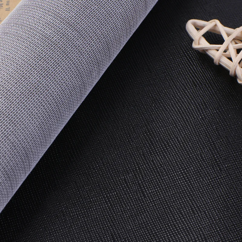High Quality 0.5mm Black Encrypted Bottom Toothpick Pattern Sofa Skin Material Pvc Leather for Wallet Luggage Handbag