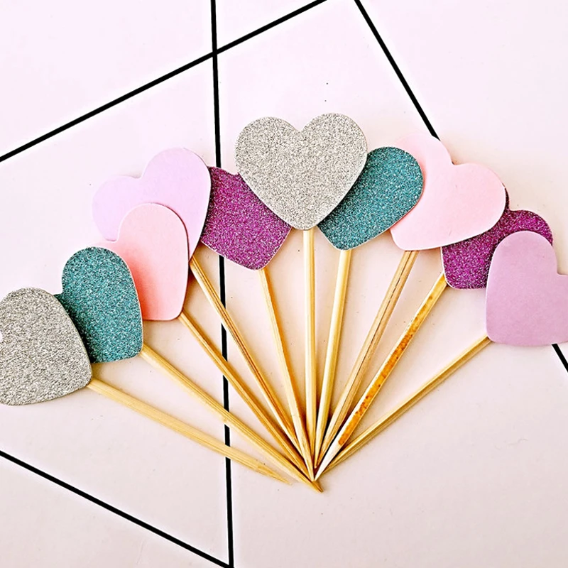 Glitter Gender Reveal Boy or Girl Cup Cake Toppers Baby Shower Party Cake Food Decoration Supplies/