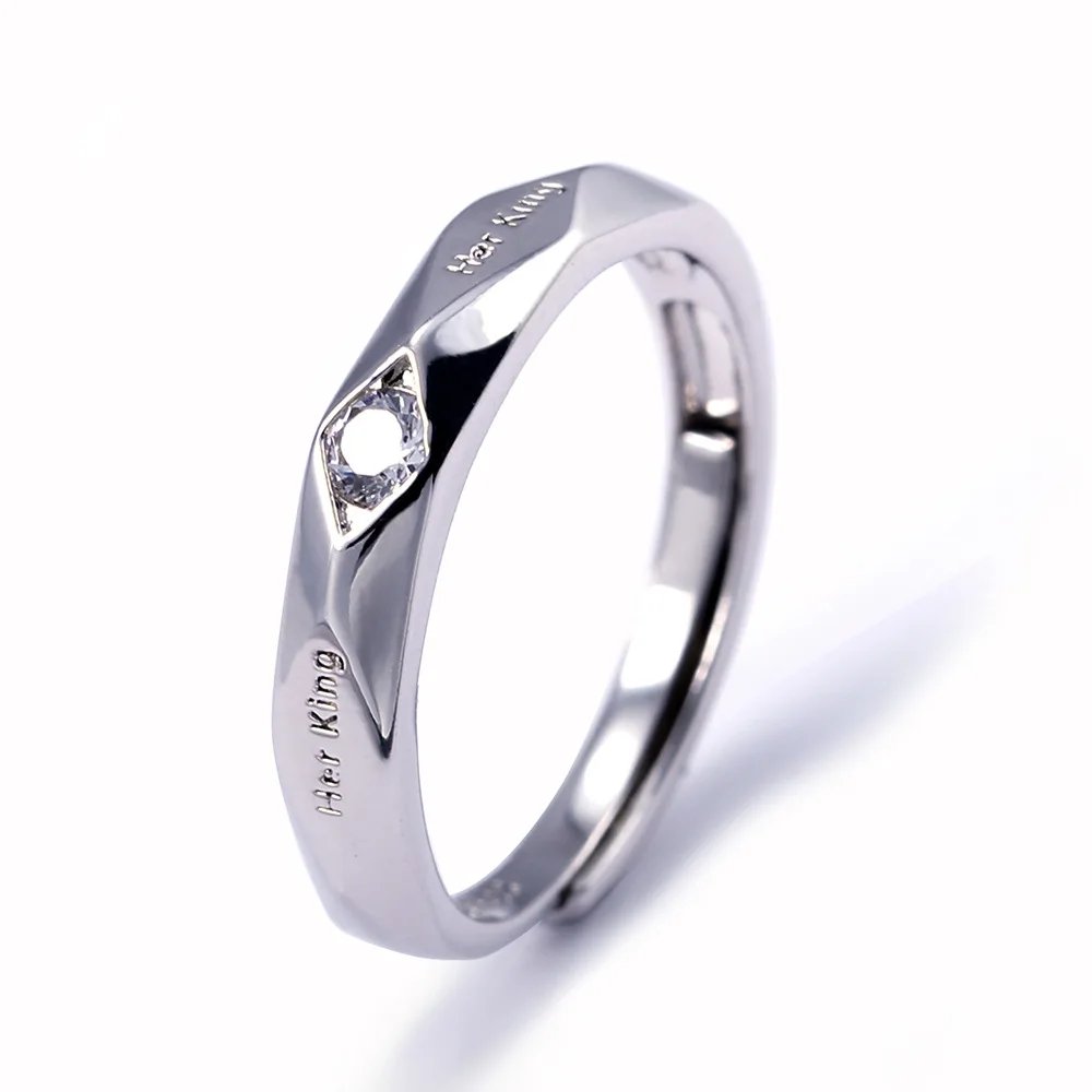 Couples Wedding Engagement Ring Set Adjustable Size Ring Lettering King And Queen Jewelry Ring