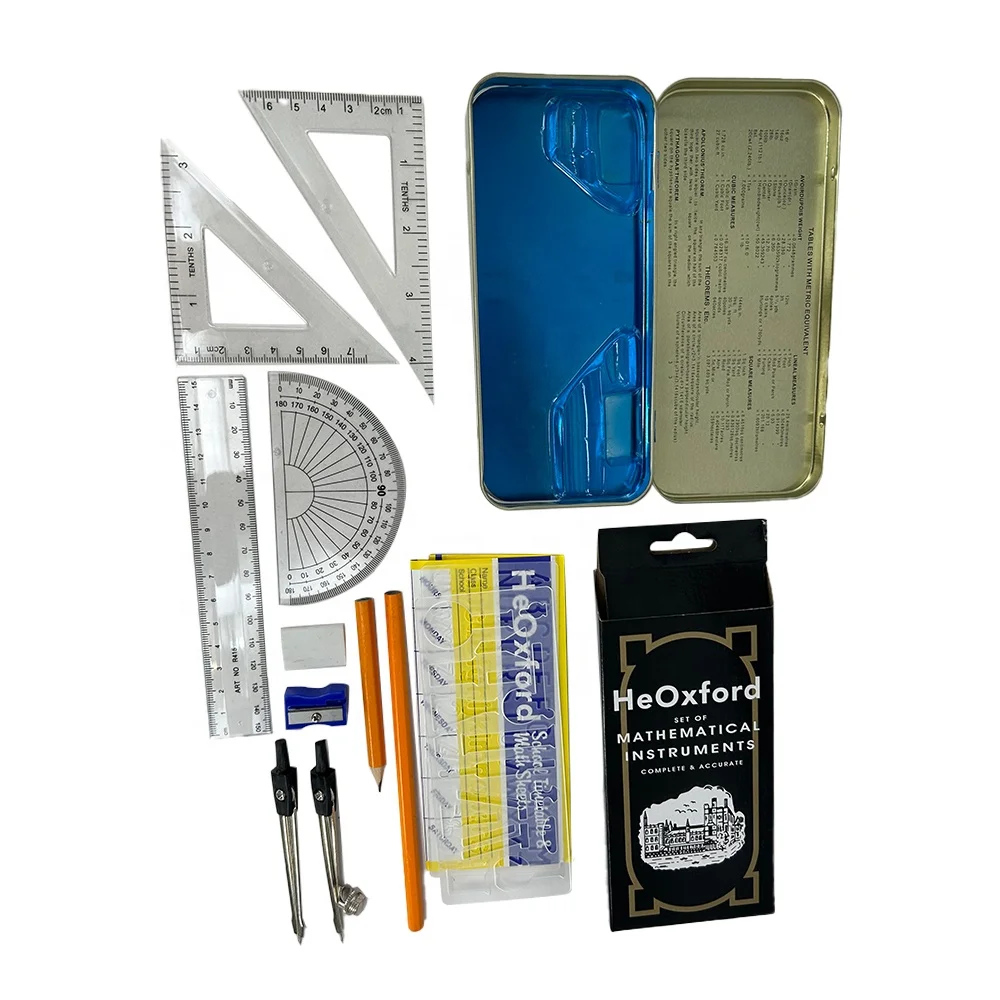 Customize Math Set Iron Box Instrument Geometry Compass Set Marshal Mathematical Set With Compass