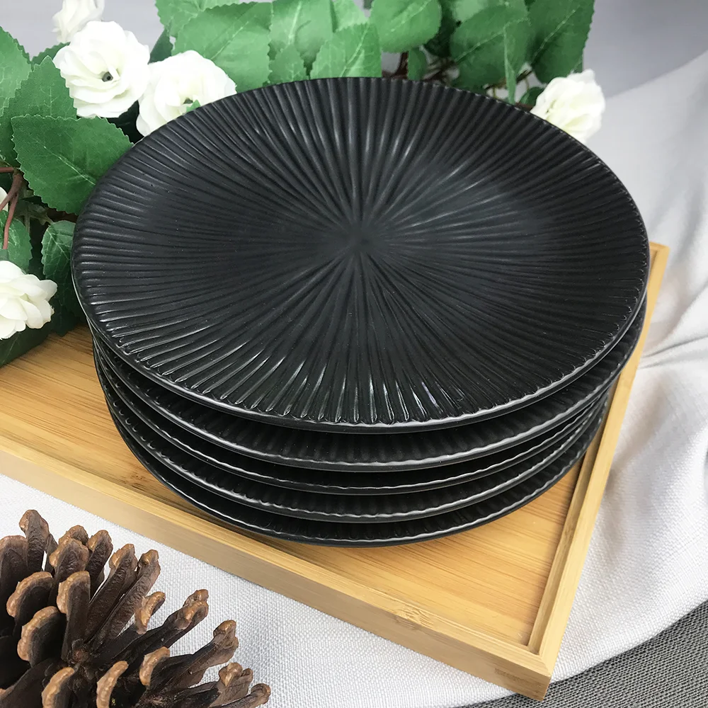 Керамическая посуда 6/8/9 5 дюймов цветные тисненые ковбойские тарелки для салата из черного стейка ужина дома ресторана