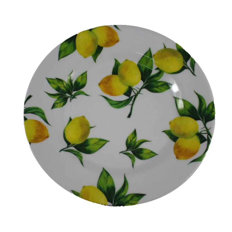 Lemon design Melamine dinner plate Plastic round plate