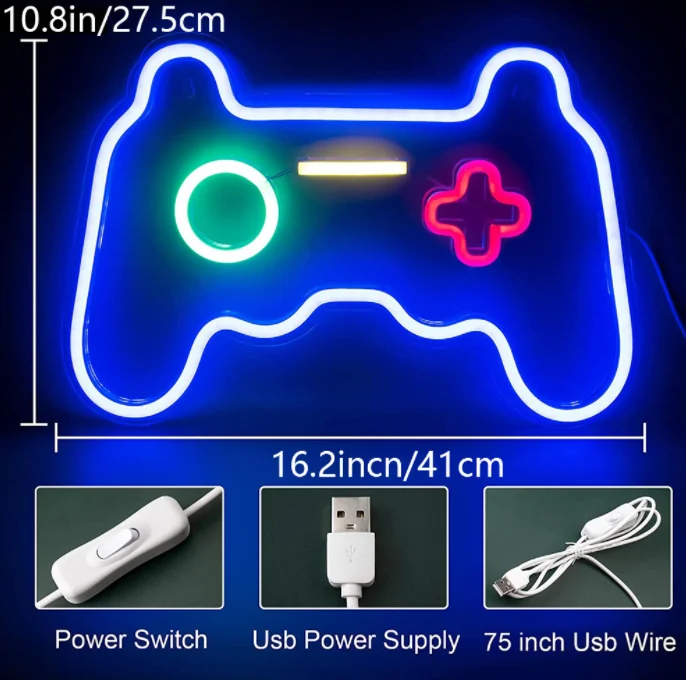 Newish custom neon gamepad shape for bedroom indoor use led neon rope lights