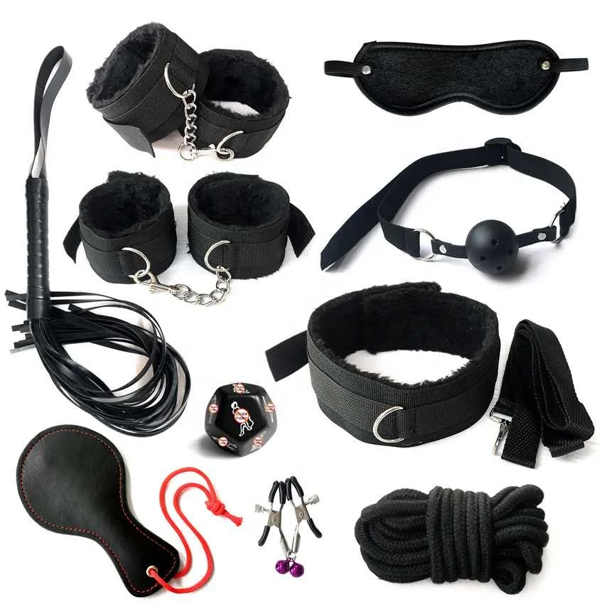 Lexiang 11 piece adult bondage bdsm sets PU Leather paddle handcuffs sex toys for couple