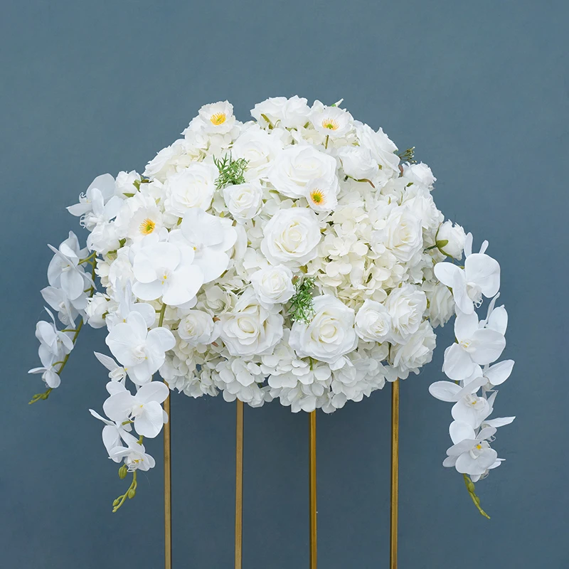 White Poppy Hydrangea Rose Orchid Wedding Table Centerpieces Ball Celebrations Event Welcome Sign Flower Arrangement Party Props