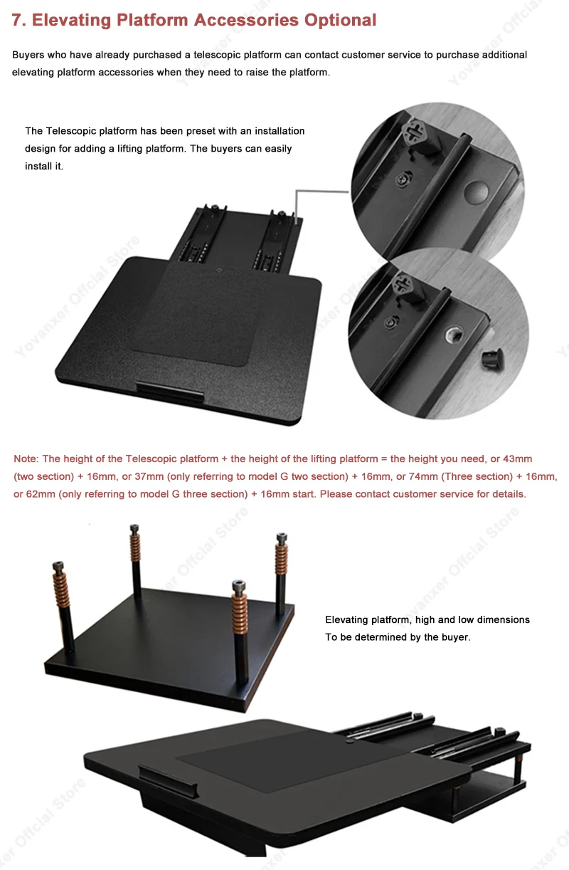 Up And Down Adjustment UST Laser TV Projection Telescopic Stage,Available in A, B and Fmodels Projector expansion table