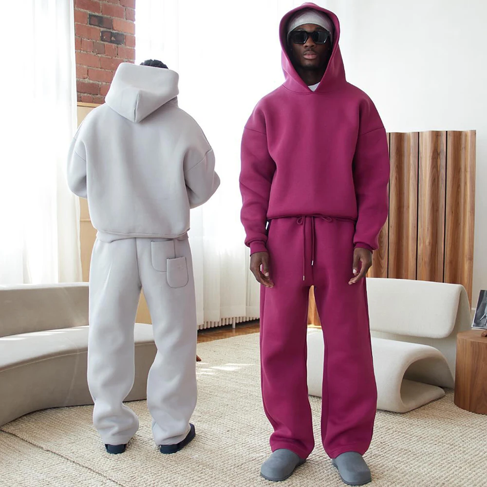 Sweatsuit Manufacturer Zipper Hoodie and Jogging Winter Streetwear Baggy Oversized Zip up Blank Custom Women Men Tracksuit Set