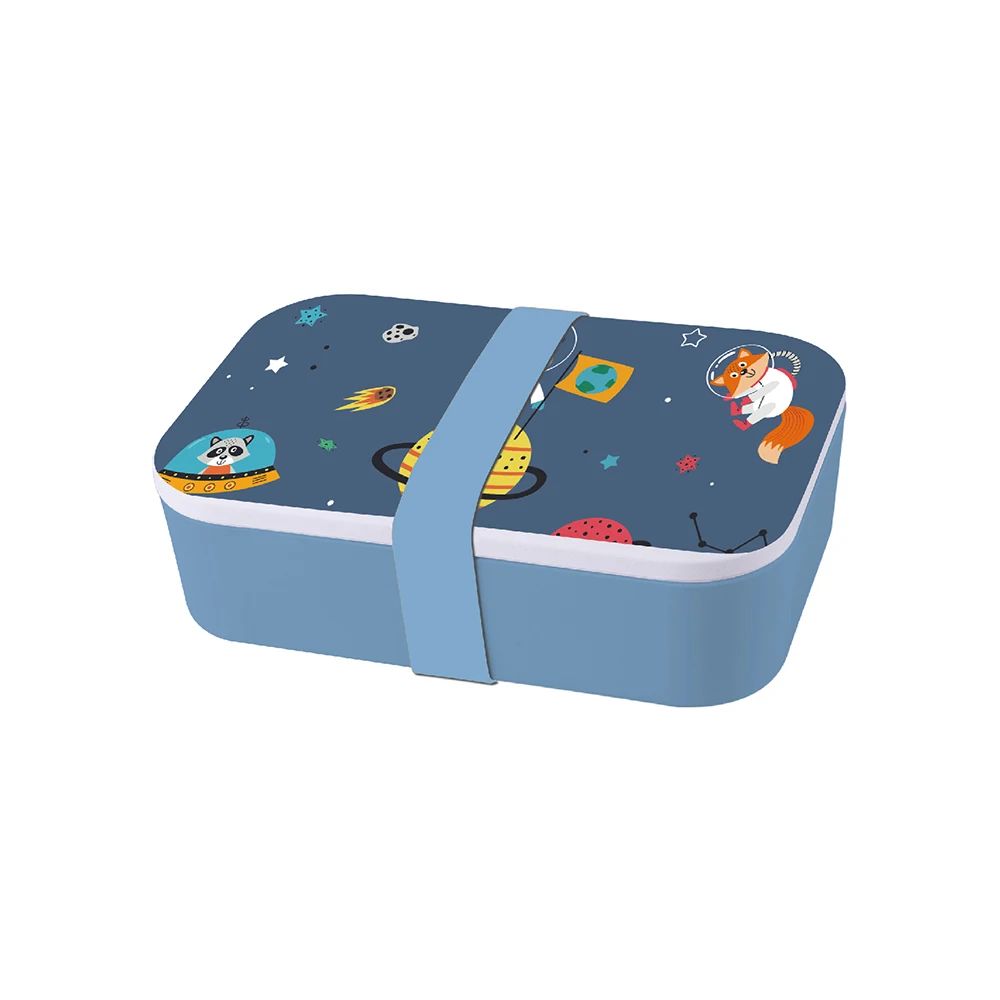 Cartoon Eco-friendly food grade RPET bento container One Layer Rectangle Lunch Box
