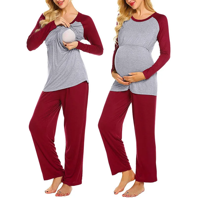 
Breastfeeding Maternity Nursing Pajamas Wholesale Comfortable Hot Sale Breastfeeding Maternity Pyjamas Set Plus Size 2XL 