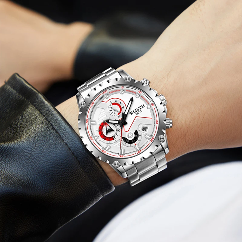Super Popular men`s Watch Luxury Stainless Steel Band Waterproof  Quartz Wristwatch Gift Watches For men reloj