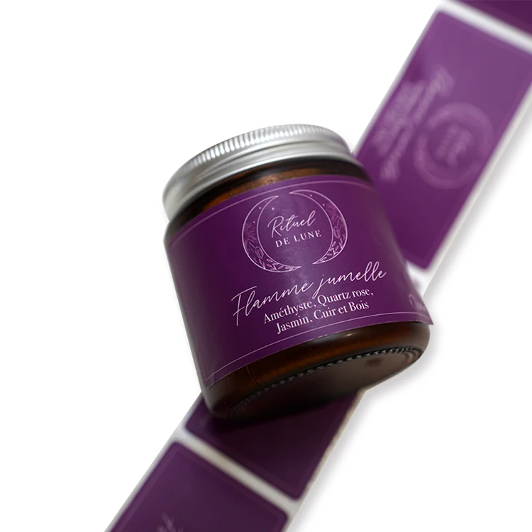 luxury customized logo small candle sticker company self adhesive candle packaging roll to roll label maker