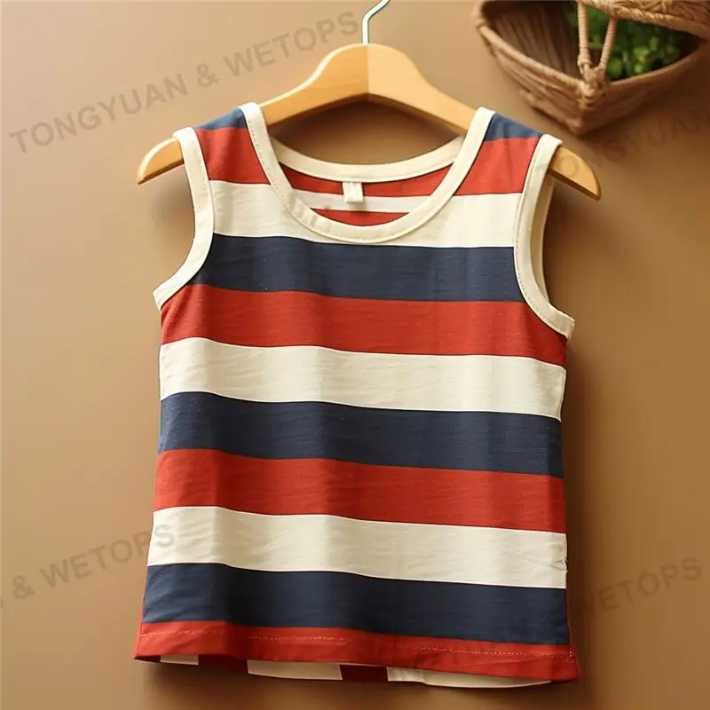 Korean Summer New Loose Round Neck Striped T-Shirt Vest
