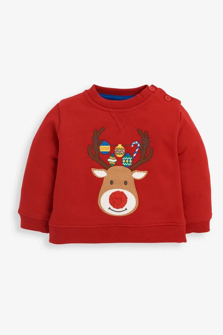 Christmas Tree Applique Boys Girls Long Sleeve Pullover Sweatshirt
