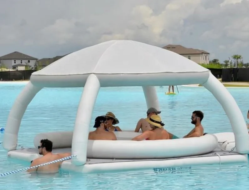 Drop Stitch Inflatable Floating Dock Water Swimming Sea Platform For Lake With Tent