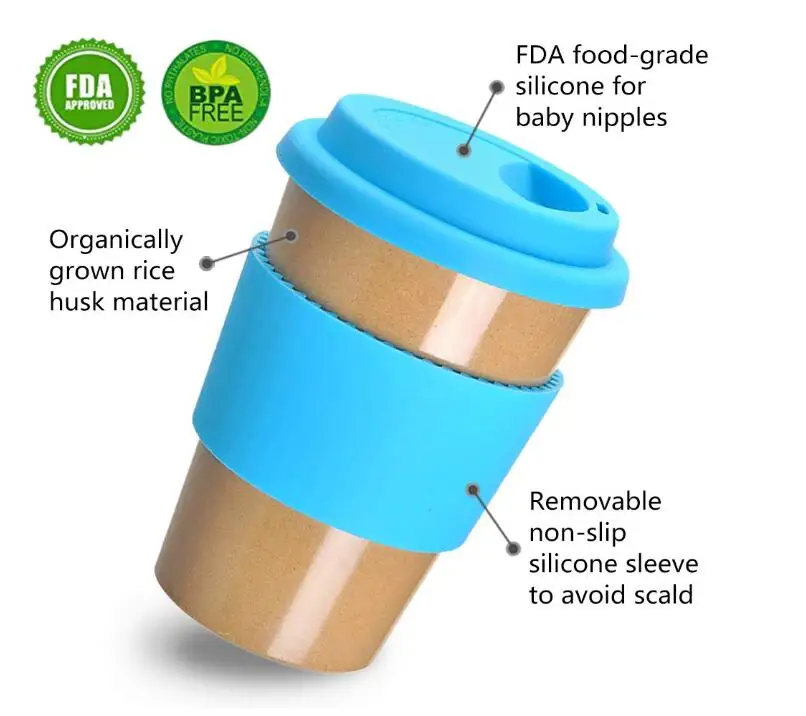 12oz Biodegradable Rice Husk Reusable Coffee Cup