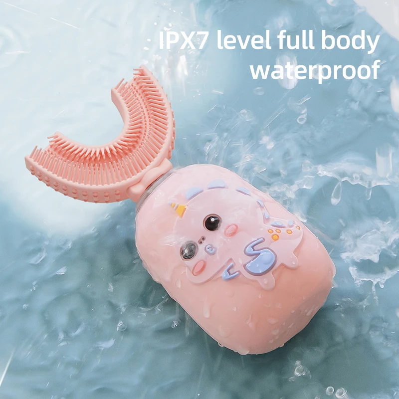 China Shenzhen Silicone Waterproof Ultrasonic Sonic 360 Degree Baby Children Kids Auto U-Shape An Electr Toothbrush For Kids