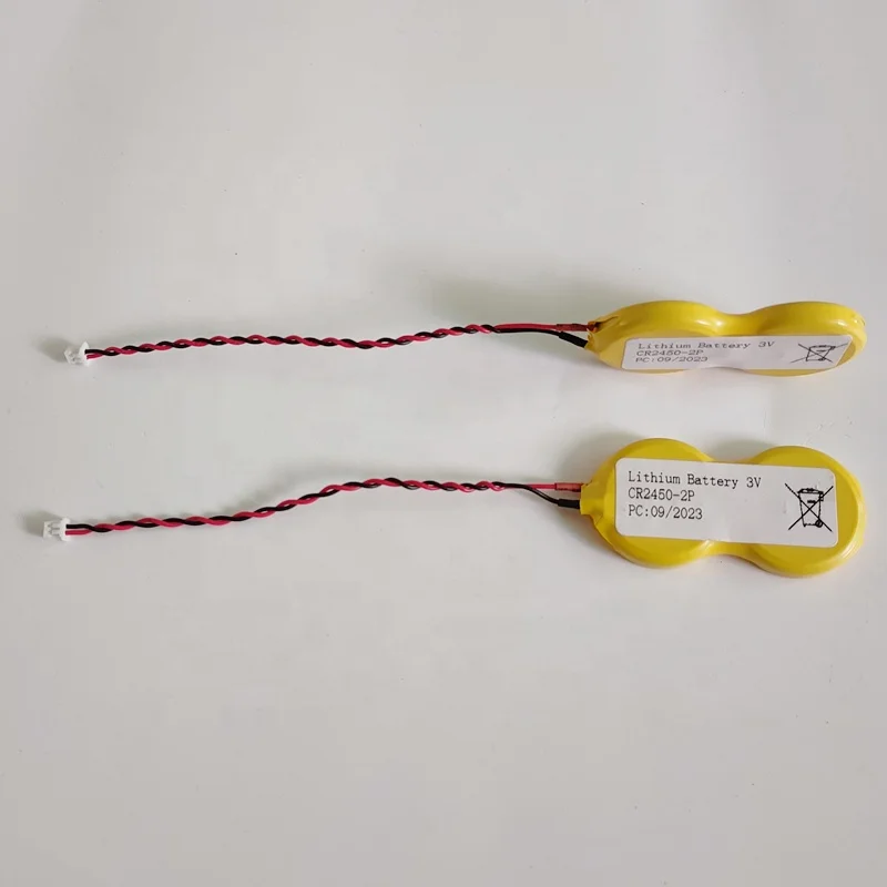 CR2450-2P 3.0v 1200mah Customized Lithium battery 3V IMOS 1P2-A1 batteries with connector