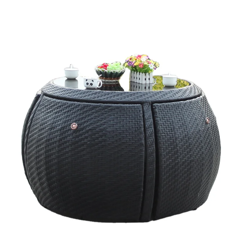 Space to Save Leisure and Round Rattan Coffee Table and Chairs Modern Customized European-style Idyllic Outdoor Waterproof