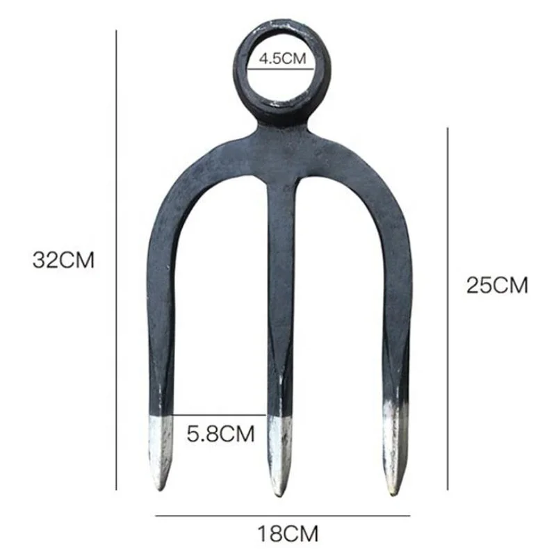 Hardened Agricultural Three-pronged Fork Hoe Rake Solid Wood Long Handle Farm Tools Gardening Fork