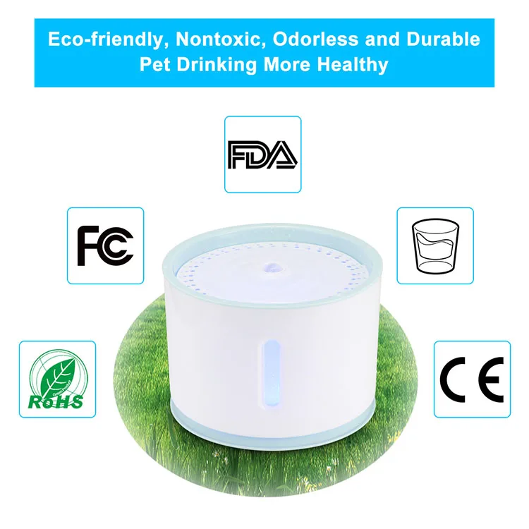 
USB Cable Water Fountain Replaceable Filtration Automatic Cat Water Fountain Mute Activated Carbon 2.4L Water Fountain 