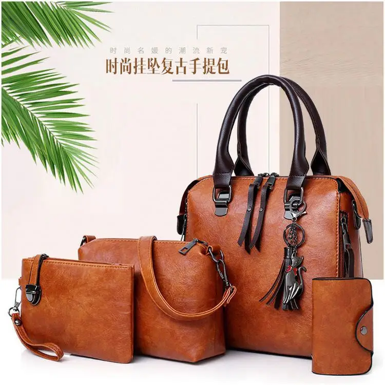Set Contain Lady Purse Bag Bolso Cuero Mujer PU Bag 4 pcs Retro Luxury Handbag Sets BE0024
