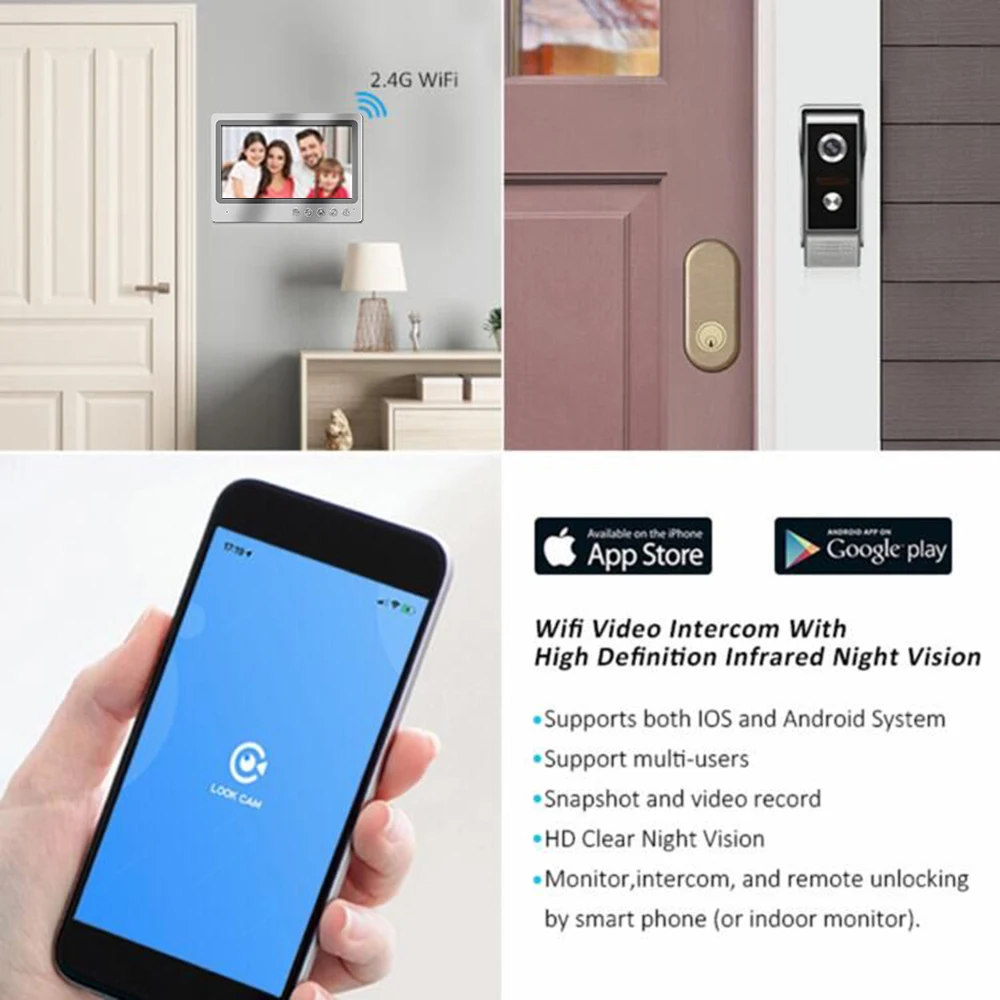 9 Inch Villa IP Video Intercom System IOS Android APP Doorbell Camera WIFI Remote Unlock Control