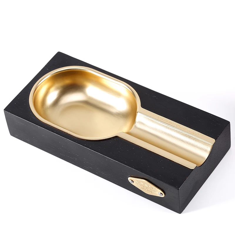 JF 072 copper metal and merbau wood small custom black gold cigar ashtray for personal single slot (62508094260)
