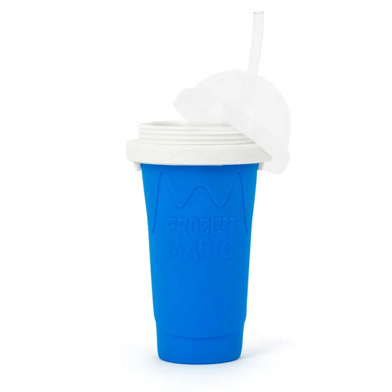 Hot Sale New Style Slushy Cup Ice Cream Silicone Smoothie Cups With Lid Straw silicone slushi maker ice cup