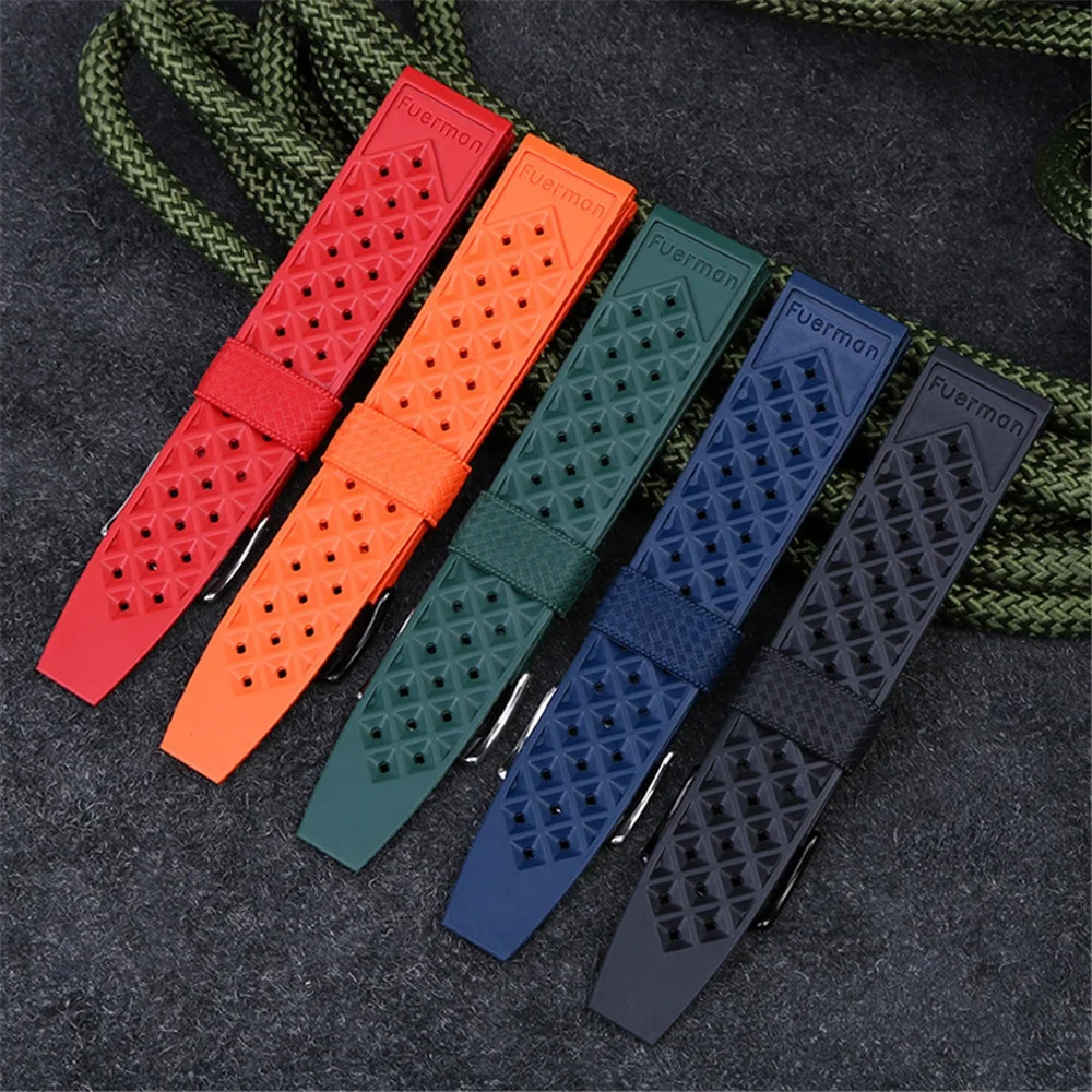 20mm 22mm Premium-Grade Tropic Rubber Silicone Watch Strap for  SRP777J1 Men Sport Diving Breathable Wrist Band Bracelet