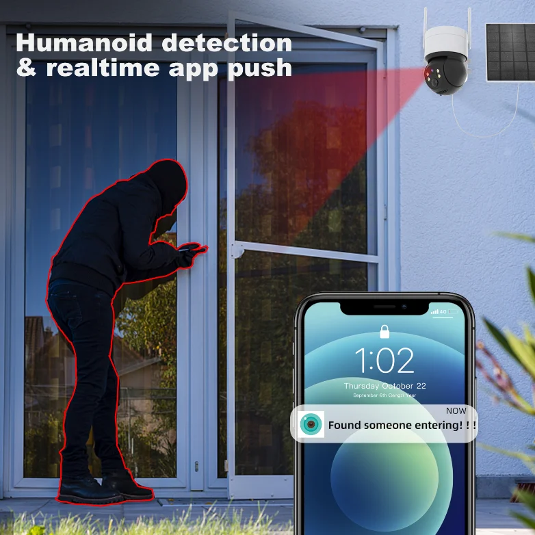 ICSEE 2mp Pir Human Detection wifi Ptz Night Vision 2 Way Audio Home solar powered security camera system wireless outdoor