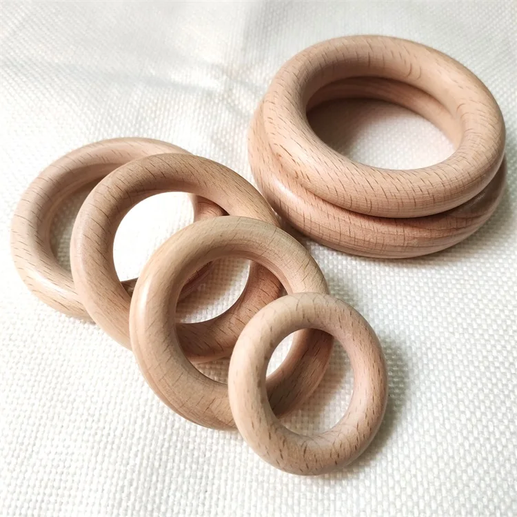 25-120mm Beech Wood  Ring Natural Round Wooden Baby Teething Ring Wood Circle  DIY Necklace Ring