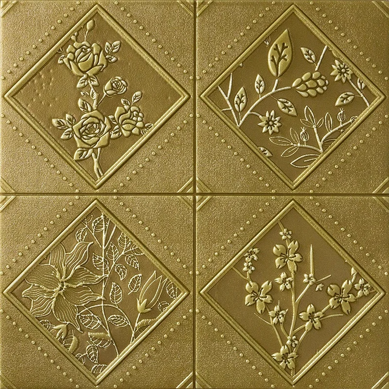 Home decor 3d pe foam wall sticker brick design backed vinyl wallpaper Season flower