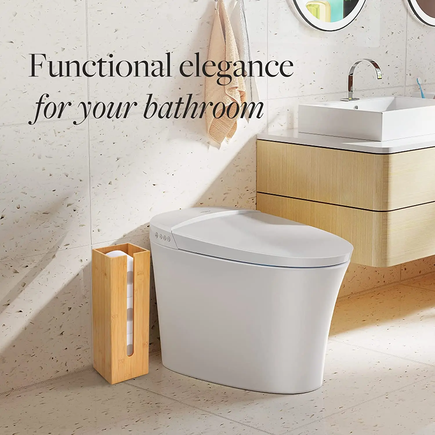 Wholesale Bamboo Toilet Paper Storage Toilet Paper Holder Stand with Storage