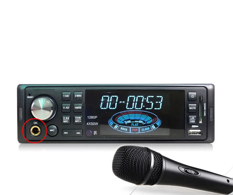 Sales promotion 24v 1 din radio with USB SD BT HDD Karaoke microphone input 1080p video for yutong bus coach multimedia