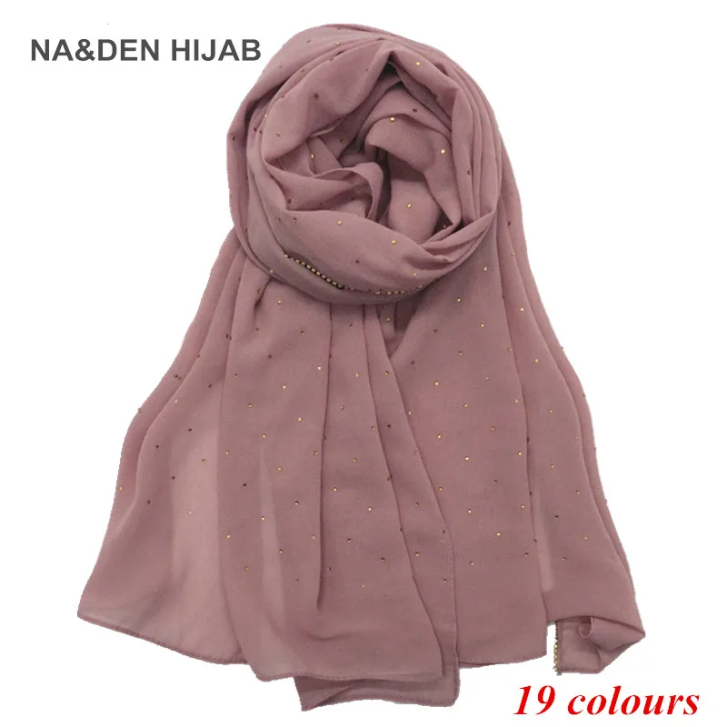 
Hot sale bubble Chiffon fancy Diamond chain hijabs Women crystal scarf shawl rhinestone headscarf muslim turban islam headband 