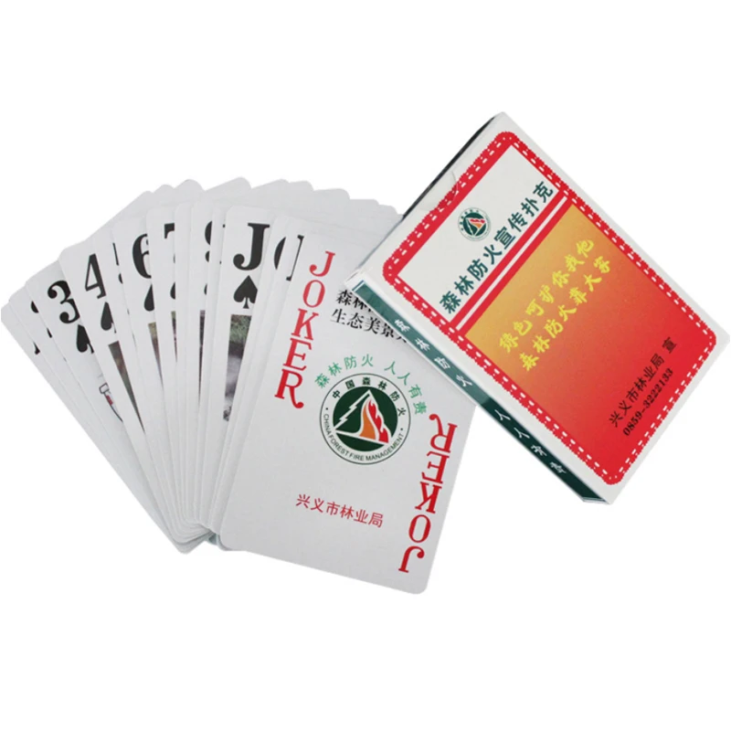 Custom Logo 300gsm Paper Poker Card Printed Advertising Souvenir Playing Cards with Glossy Plastic Surface for Games