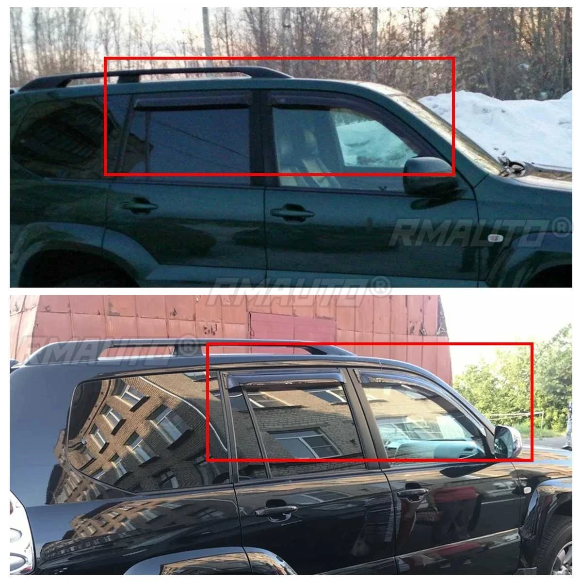 4 шт. ветровые дефлекторы для автомобильных окон тонированные Toyota Landcruiser Prado 120 серии 2003 2004 2005 2006 2008 2009 Черный цвет