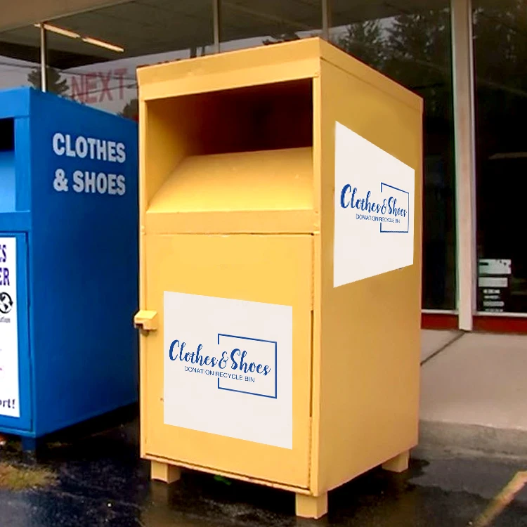 New Arrival Large Metal Rectangular Donation Bin Standing Structure Clothes Drop Boxes Storage Bucket for Clothing Donations