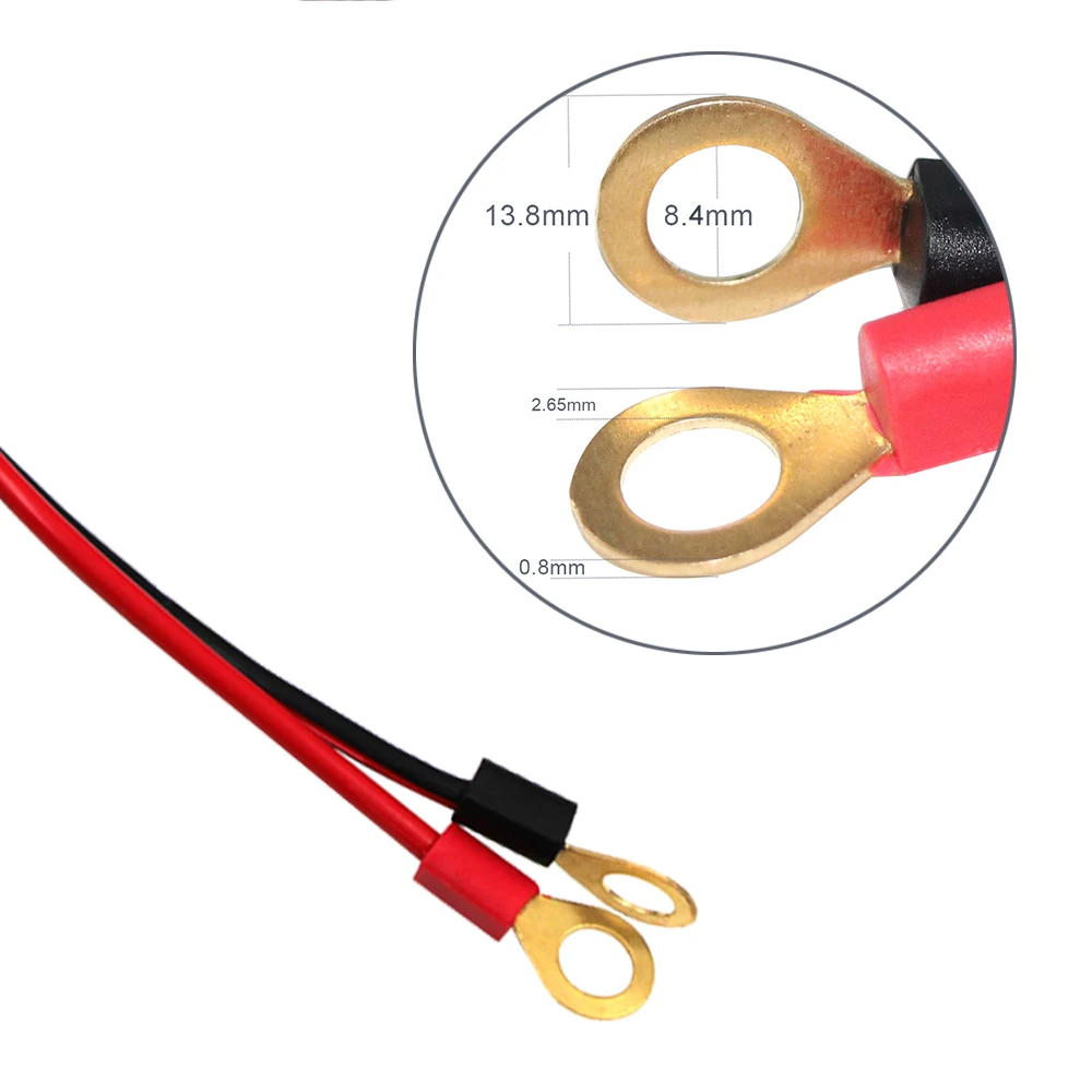 2FT 3FT Jumper Wires 150A 50A Gold 2 Alligator Clips To Ring Terminal Extension Solar Cable