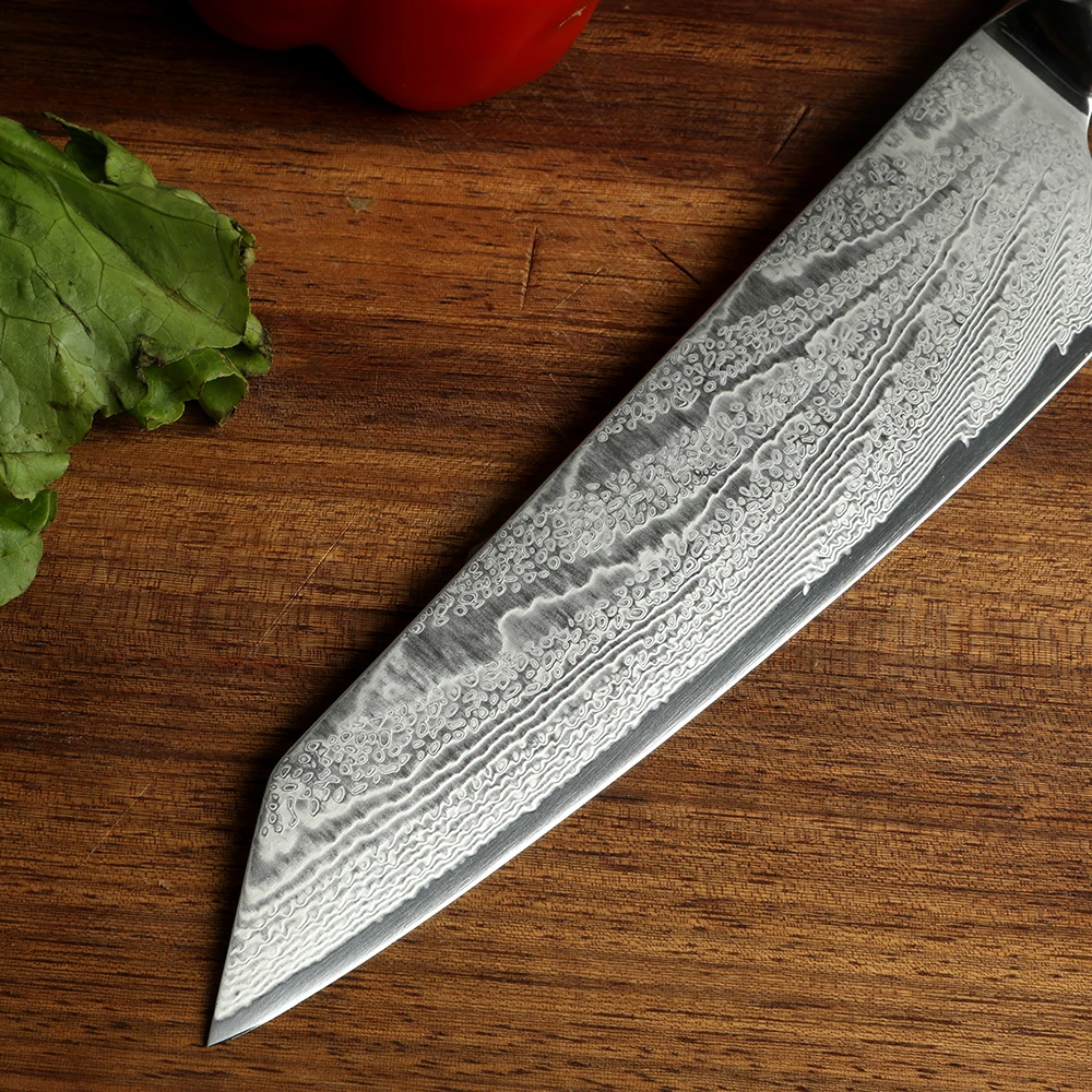 Professional 7.5inch AUS10 Damascus Steel Chef Knife 73Layers Stainless with Black G10 for Kitchen Use or Gifts