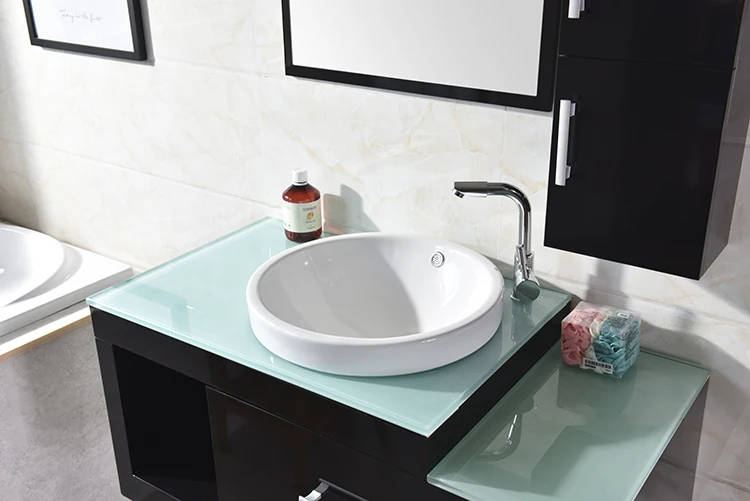 Simple design wall mounted single basin PVC hotel bathroom vanity