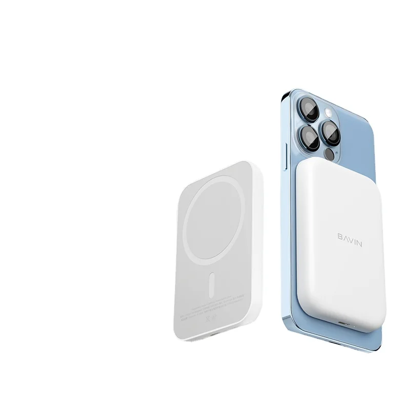 BAVIN Custom Wholesale Price Mini Magnetic Wireless Charging Backpack 5000 mah Power Bank and Wireless Charger for Phone PC029